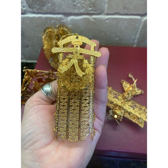 Danbury Mint 2007 23K Gold Electroplated Ornaments w Box 11 Total EUC - Picture 9 of 12